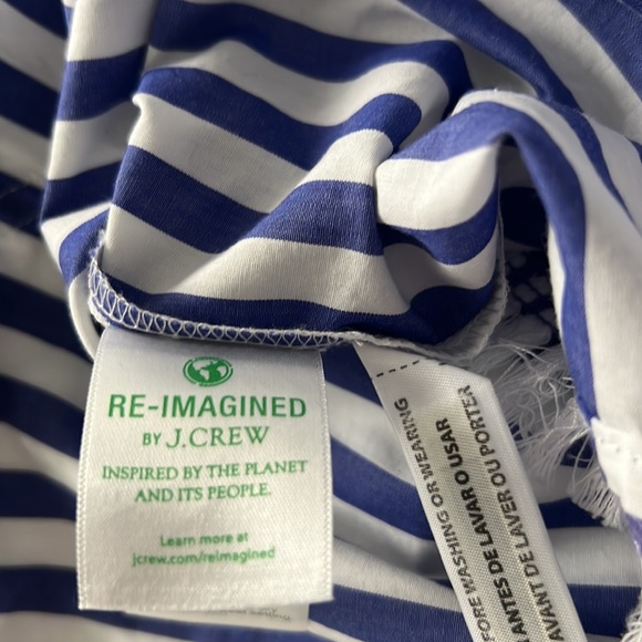J.Crew Belted Cotton Poplin Tunic Dress Blue/White Stripe Tassels NWOT Size 0 - Picture 15 of 15